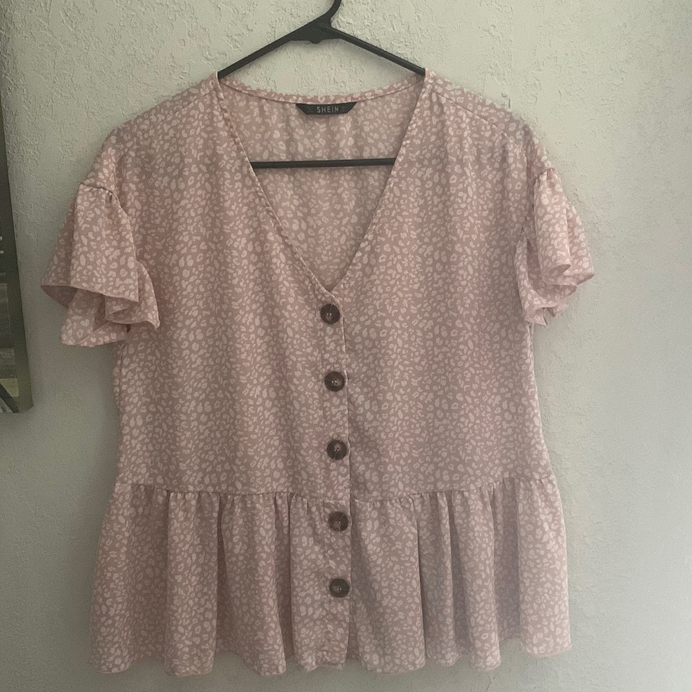 Pink animal print blouse